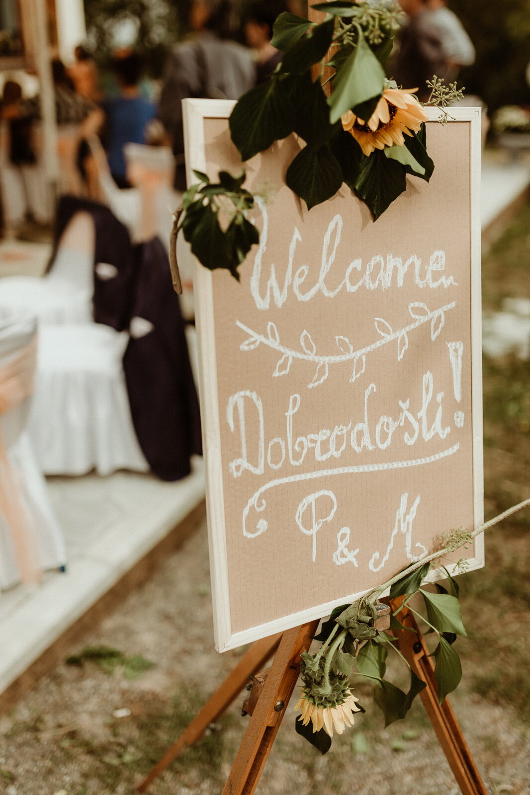 Welcome / Dobrodošli tabla sa suncokretima — P & M