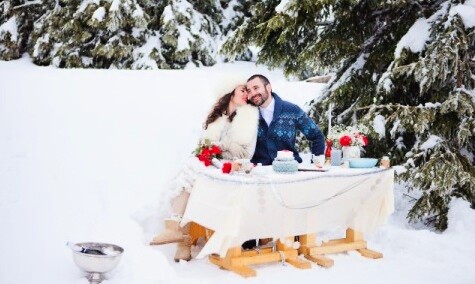 Detalj dekoracije na snežnom stolu